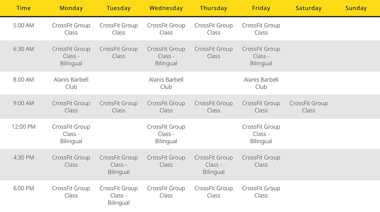 CrossFit Alanis schedule