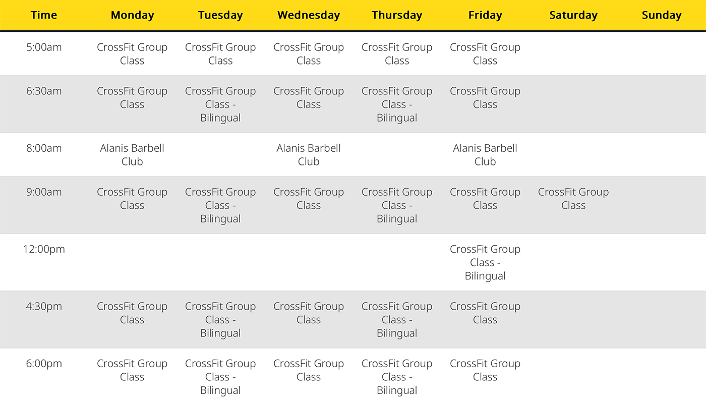 CrossFit Alanis schedule